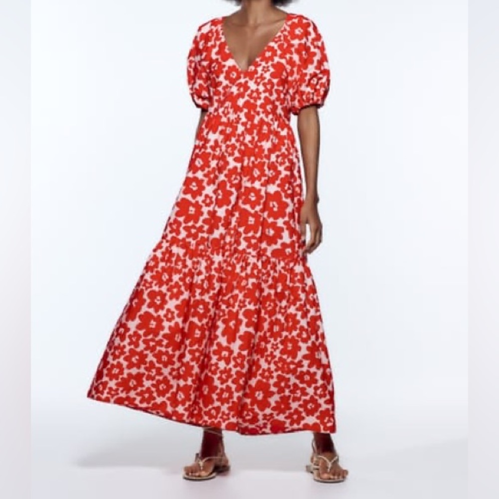 Zara Red & White Maxi Dress
